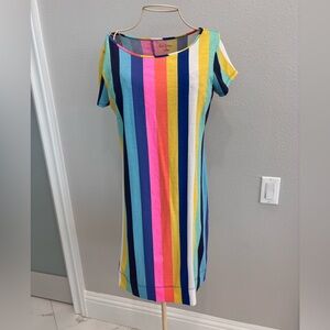 Lilly Pulitzer Short Sleeve Marlowe Dress Size SMALL w/ Colorful Rainbow Stripes